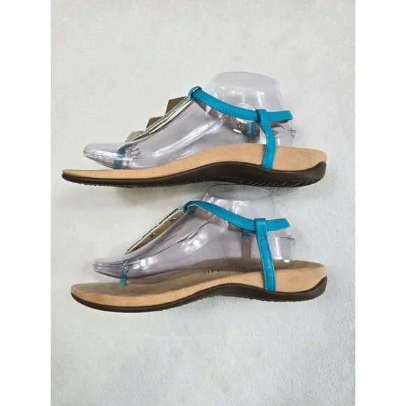 Vionic Womens Turquoise Sandals W/ Gold Pyramid Studs Adjustable Strap Size 8 - Picture 5 of 10